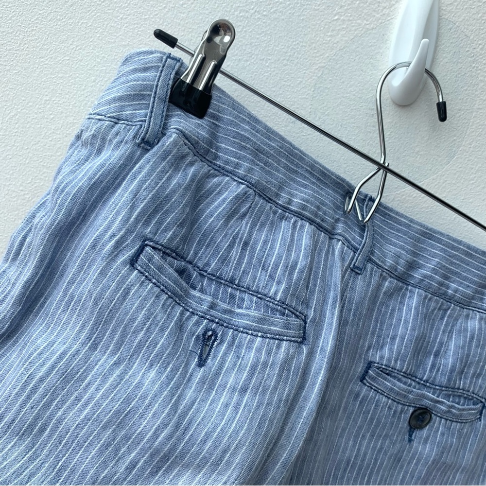 Maxmara Weekend Ladies Size 10 100% Linen Trousers Blue White Pinstripe - Picture 9 of 9